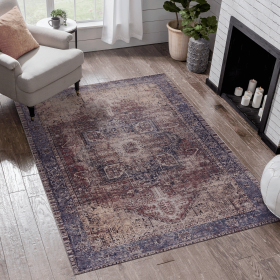 Area Rug 3x5, Washable Rug, Low-Pile, Non-Slip, Non-Shedding, Foldable, Kid & Pet Friendly - Area Rugs for living room, bedroom, kitchen