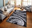 Jersey Area Rugs, Carpets For Livingroom, 7x10 Area Rugs ,1843 Black-Grey