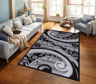 Jersey Area Rugs, Carpets For Livingroom, 7x10 Area Rugs ,1843 Black-Grey