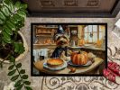 NEW Silky Terrier Fall Kitchen Pumpkins Doormat Front Door Mat Indoor Outdoor Rugs for Entryway, Non Slip Washable Low Pile, 18H X 27W