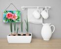 NEW Alabama Camellia in Watercolor Wall or Door Hanging Prints Aluminum Metal Sign Kitchen Wall Bar Bathroom Plaque Home Decor, 8HX12W, Multicolor