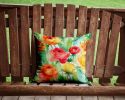 Ranunculus in Watercolor Throw Pillow Machine Washable, Indoor Outdoor Decorative Pillow for Couch, Bed or Patio, 14Hx14W