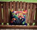 Colorful Calla Lilies Throw Pillow Machine Washable, Indoor Outdoor Decorative Pillow for Couch, Bed or Patio, 14Hx14W