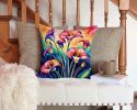 Colorful Calla Lilies Throw Pillow Machine Washable, Indoor Outdoor Decorative Pillow for Couch, Bed or Patio, 14Hx14W