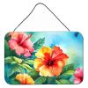 NEW Hawaii Hawaiian Hibiscus in Watercolor Wall or Door Hanging Prints Aluminum Metal Sign Kitchen Wall Bar Bathroom Plaque Home Decor, 8HX12W